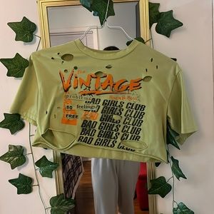 Shein, size small, green “ripped” crop top